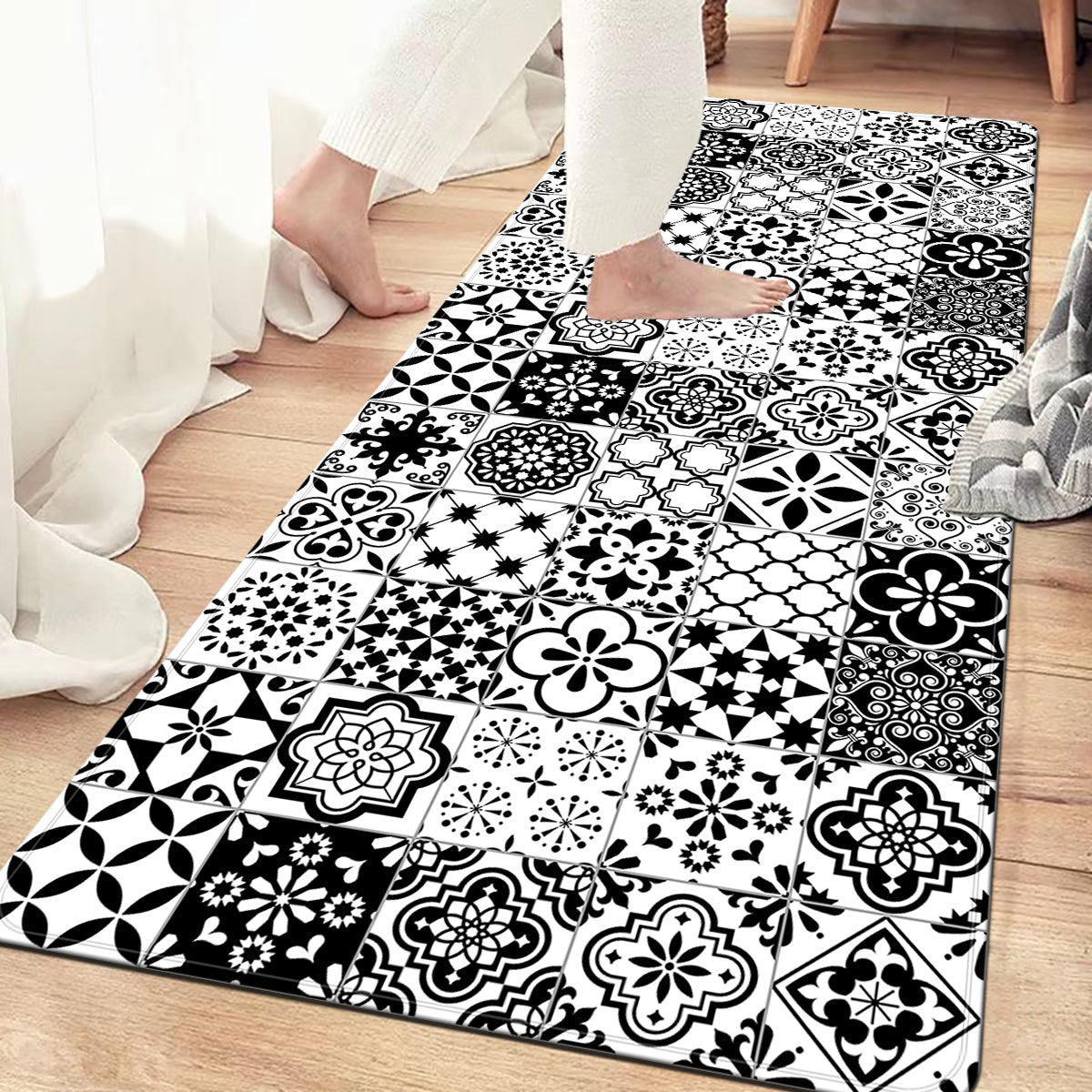 Peel & Stick Black & White Tile Covers – Set Of 12