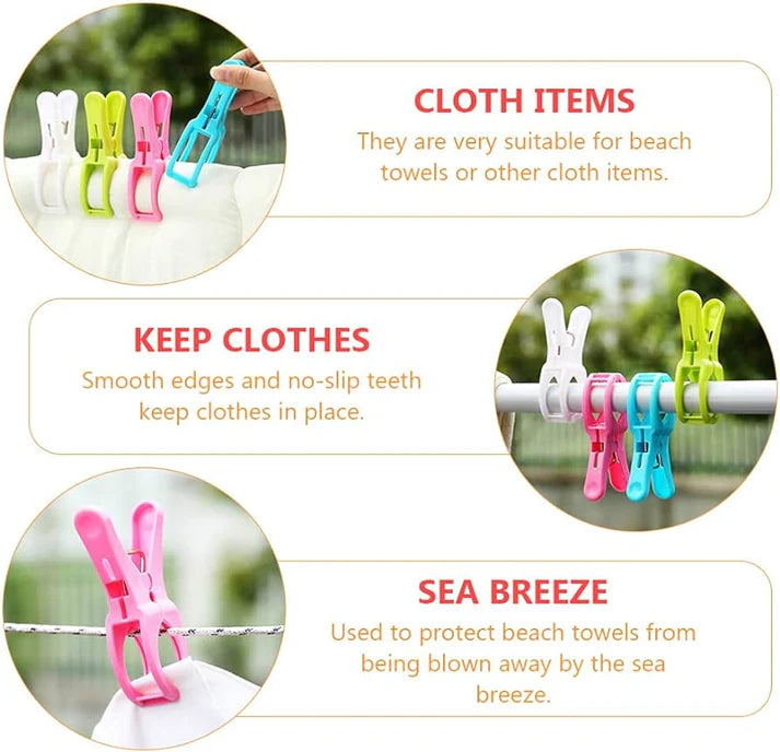 12 Pcs Jumbo Grip Laundry Pegs – Non-Slip Design