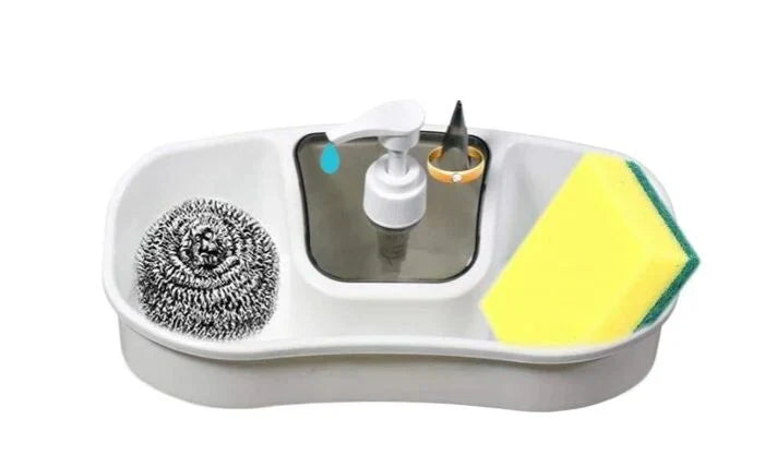 Sink & Dish Scrubber With Built-In Soap Pump