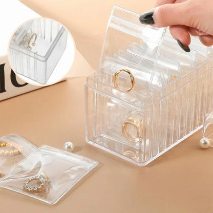 1. Clear Jewelry Storage Box with 20 Pouches – Vanity Organizer