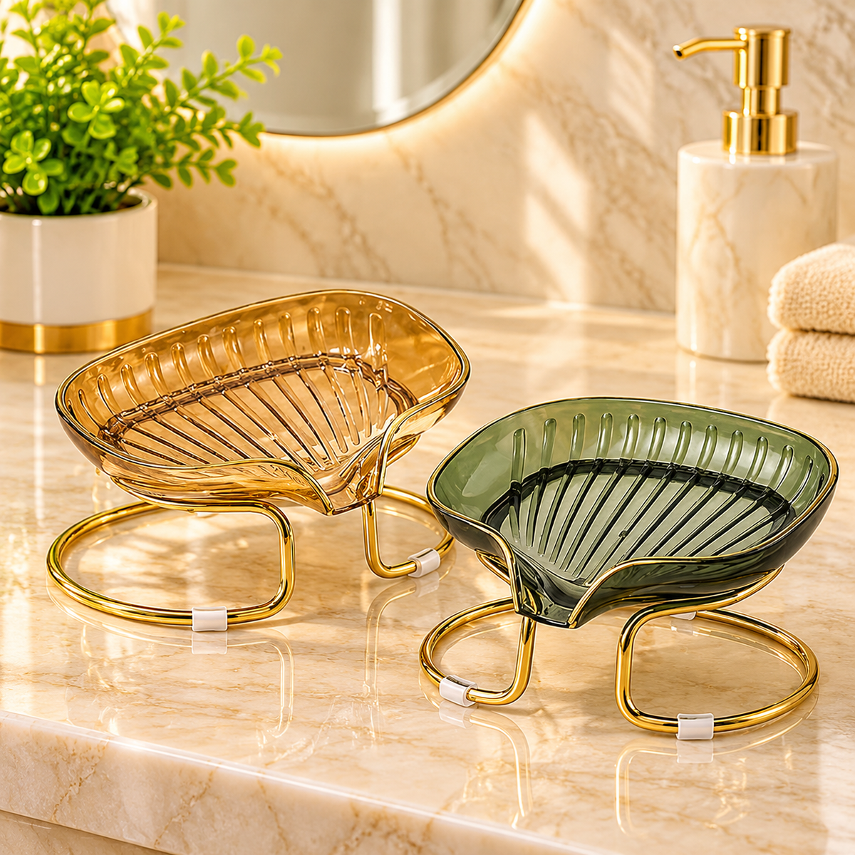 1. Stylish Soap Tray with Metal Stand – Bathroom & Washroom Organizer
