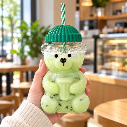 1. Teddy Bear Straw Cup – Unique Reusable Drinking Bottle