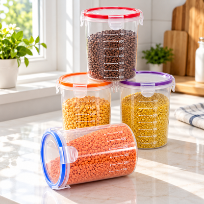 1000ml Transparent Storage Pots with Locking Lids – 2-Pack