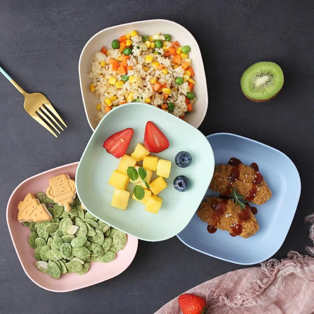 10Pcs Plastic Plates With Stand