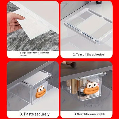 Wall Free Under Shelf Bathroom Organizer Space Saving Storage Box