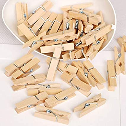 Pack of 20 - Natural Wood Laundry Clips - Rust Resistant and Durable