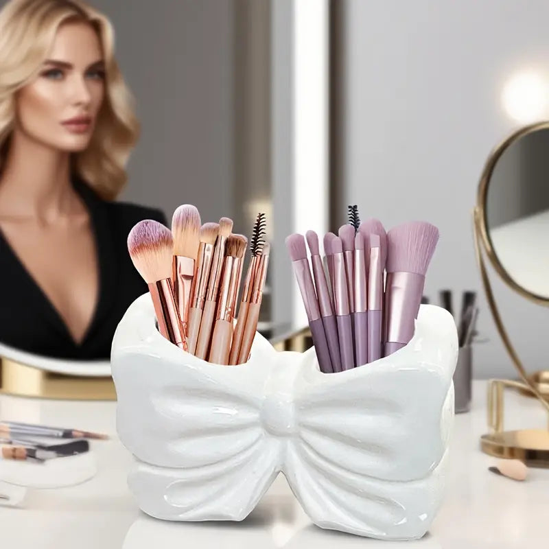 1PC Bow Design Vanity Brush Organizer Holder (5x3Inch)
