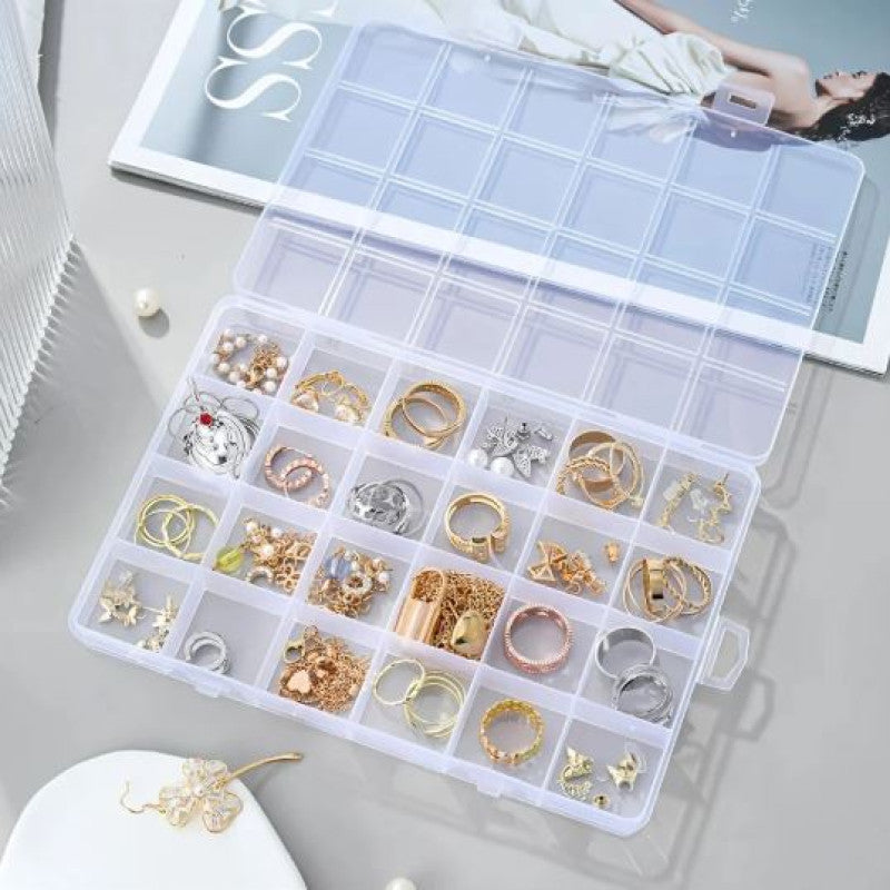 24 Grid Plastic Organizer Jewelry Storage Box