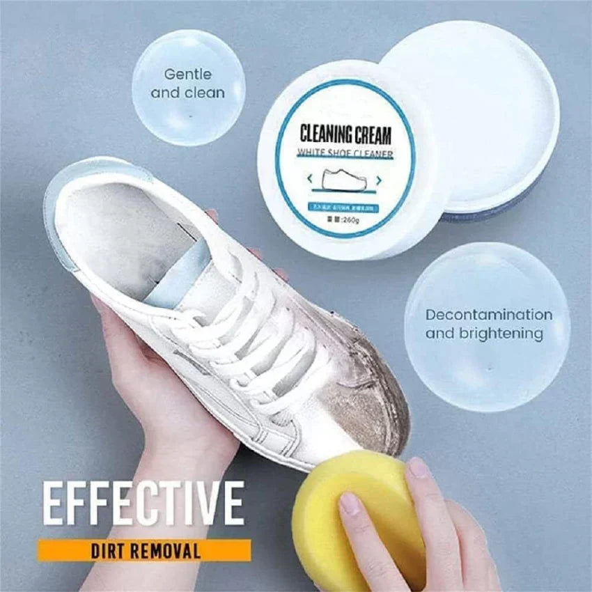 White Leather Shoe Cleaning Cream With Sponge