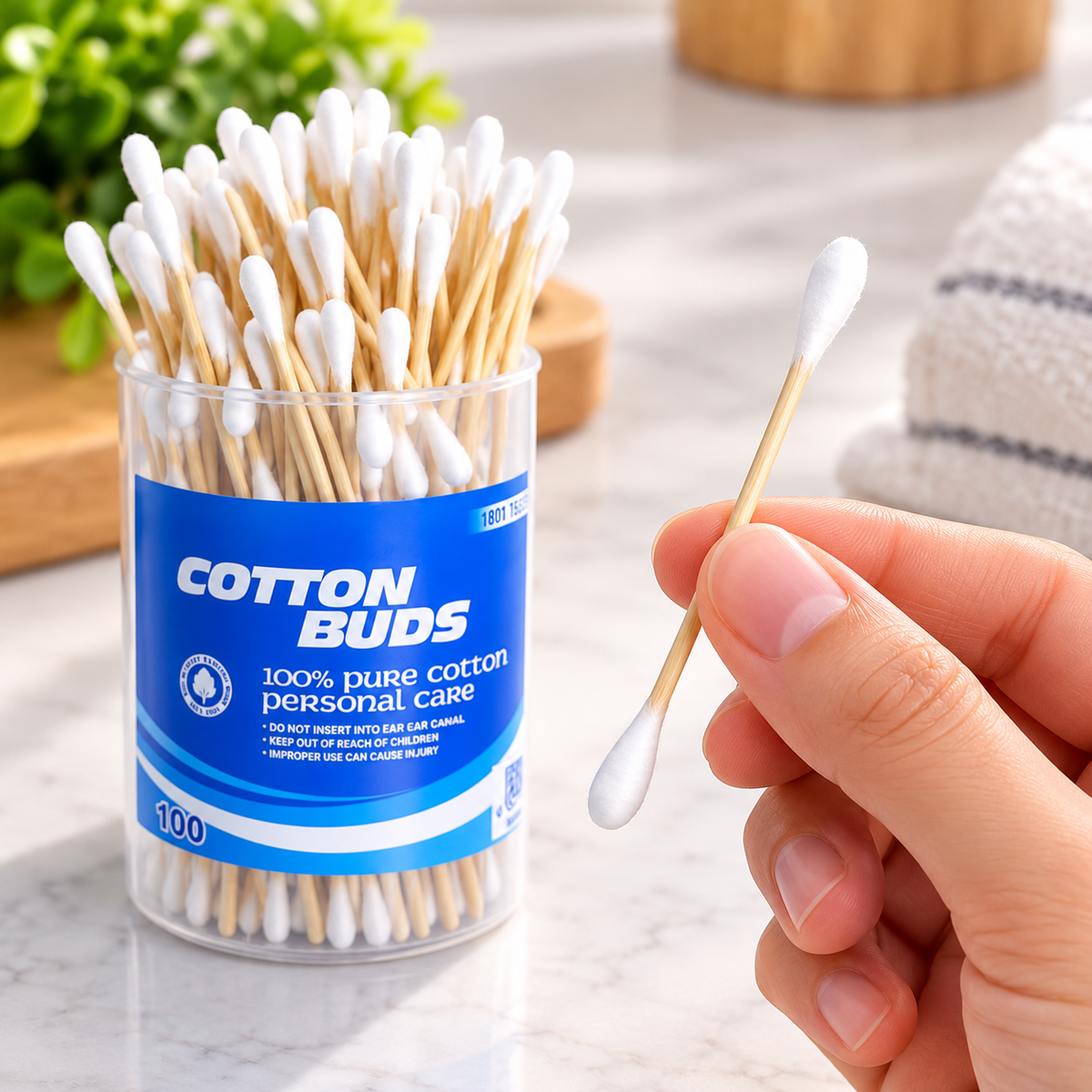 100% Pure Cotton Swabs Multipurpose Personal Care Buds