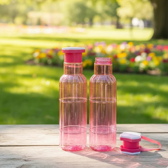 2 Pack Durable Plastic Bottles For Water & Juice