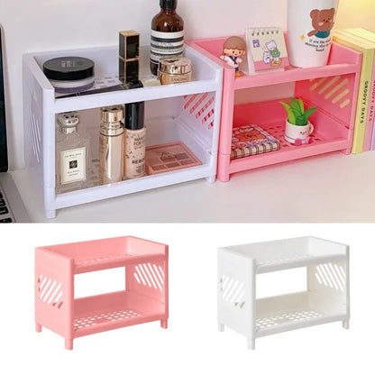  2 Layers Plastic Desktop Storage Rack, Home and Living 