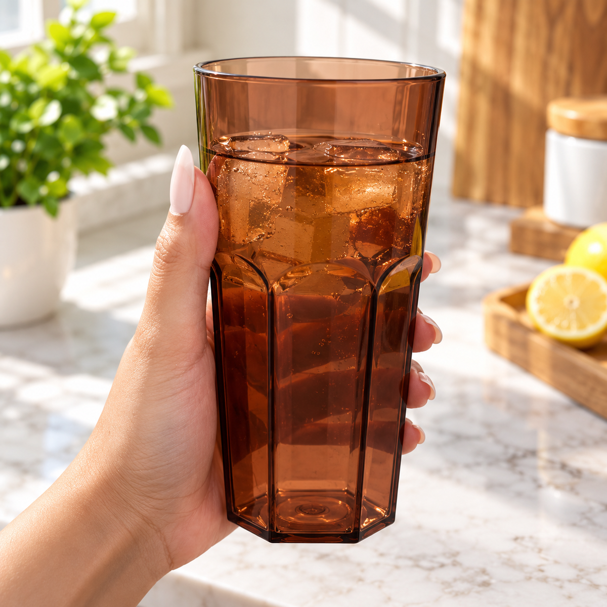 2 Piece Crystal Clear Plastic Drinking Glass Set 400ml