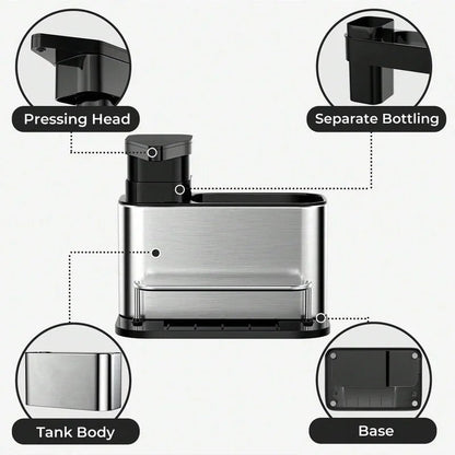 3-in-1 Sink Organizer for Kitchen with Soap Dispenser, Sponge Holder & Drain Tray
