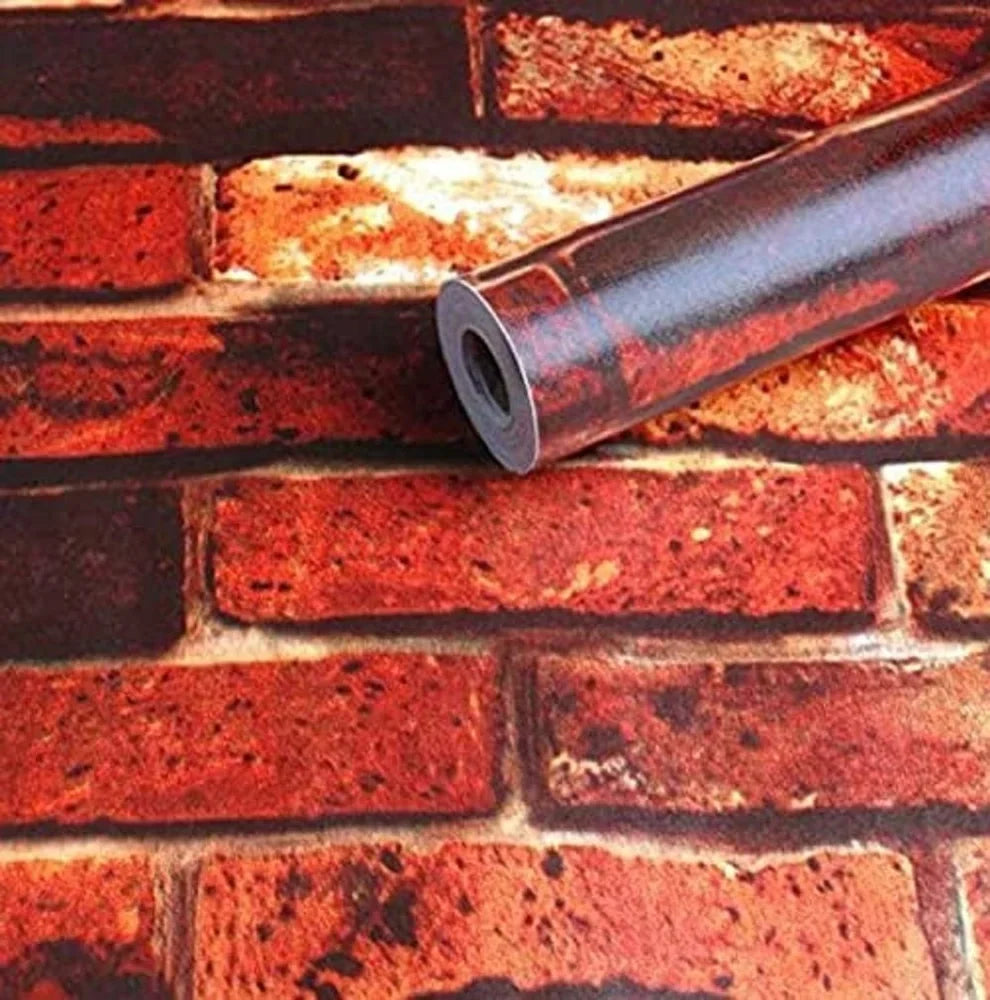 3D Red Brick Marble Sheet Peel & Stick & Easily Removable