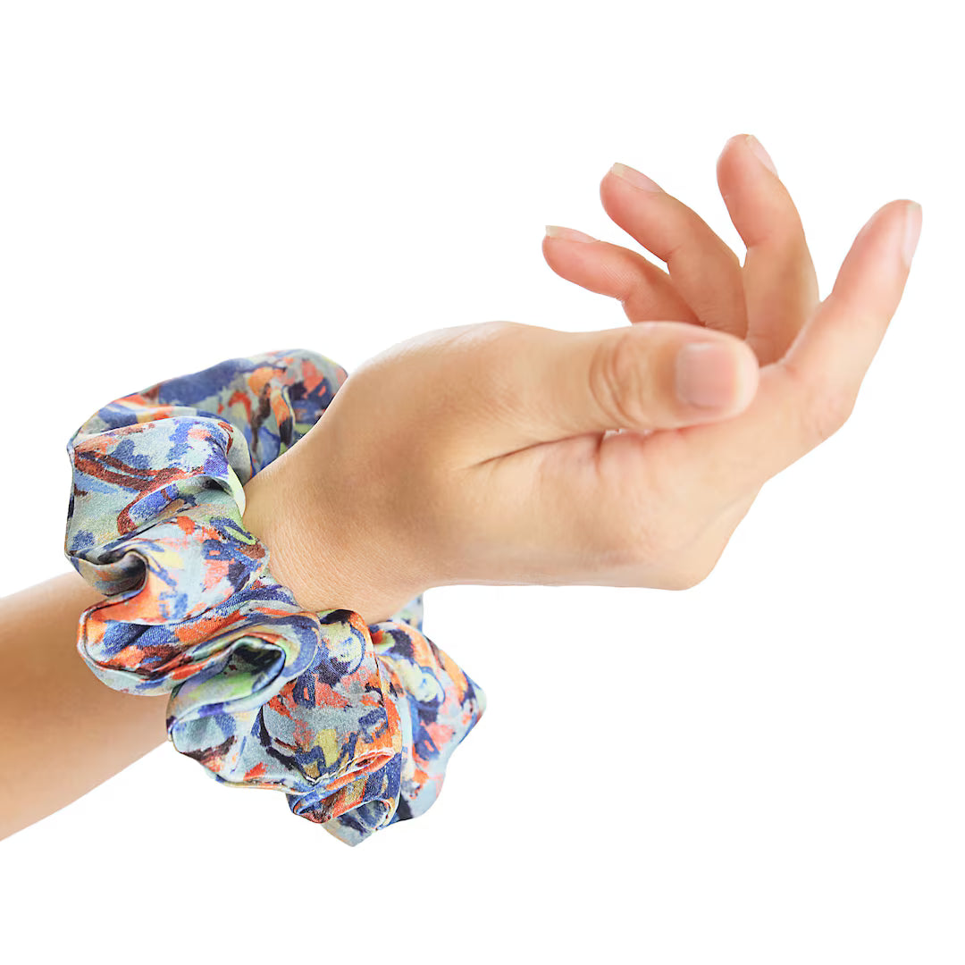  3Pcs Printed Silk Scrunchies, Health and Beauty 