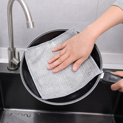 3Pcs Silver Wire Kitchen Cleaning Dish Cloth
