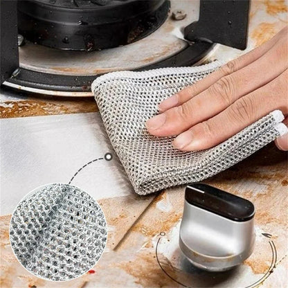 3Pcs Silver Wire Kitchen Cleaning Dish Cloth, Kitchen Accessories 