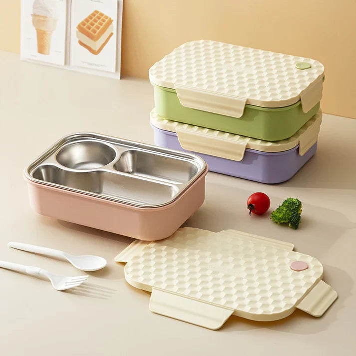 3 Compartment Stainless Steel Lunchbox 