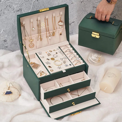 3 Layer Jewelry Organizer – Compact, Lockable & Travel Friendly