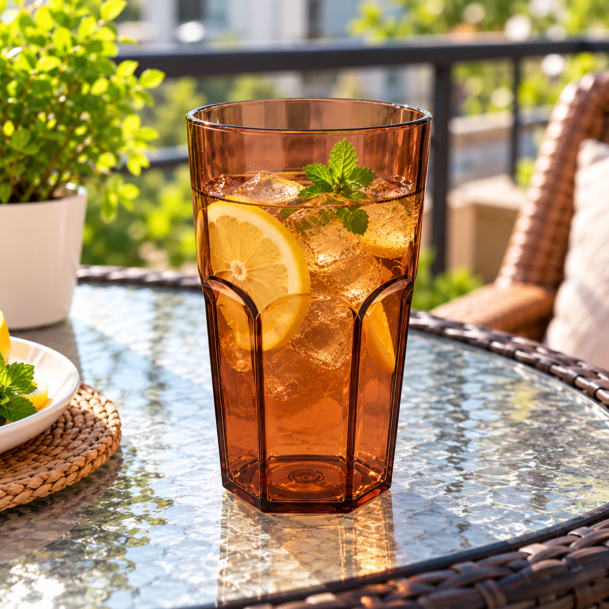 2 Piece Crystal Clear Plastic Drinking Glass Set 400ml