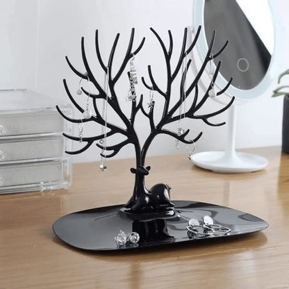 Sleek Deer Art Jewelry Organizer Holder With Base Tray