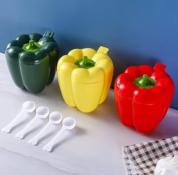 4 In 1 Spice Storage Jar Bell Pepper Design With Compartments