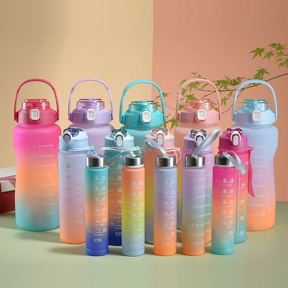 Pack Of 3 Gradient Color Motivational Sports Water Bottles(Random Colour)