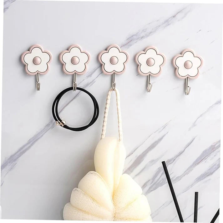 5-Piece Wall Hook Set With Floral Design