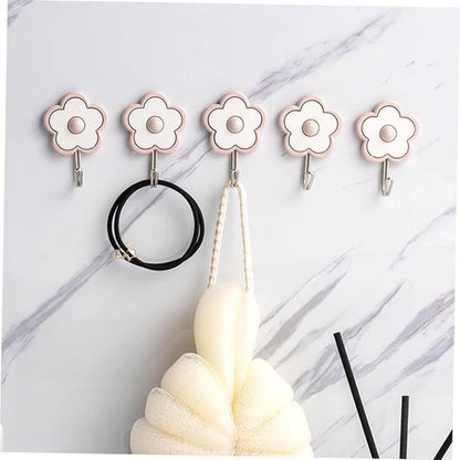 5-Piece Wall Hook Set With Floral Design