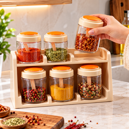 6-Piece Kitchen Spice Container Set – Space-Saving Storage Rack