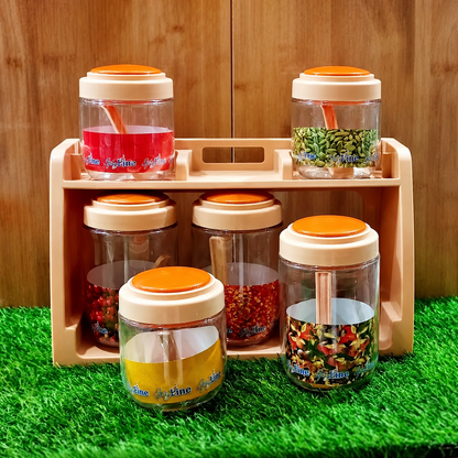 6-Piece Kitchen Spice Container Set – Space-Saving Storage Rack