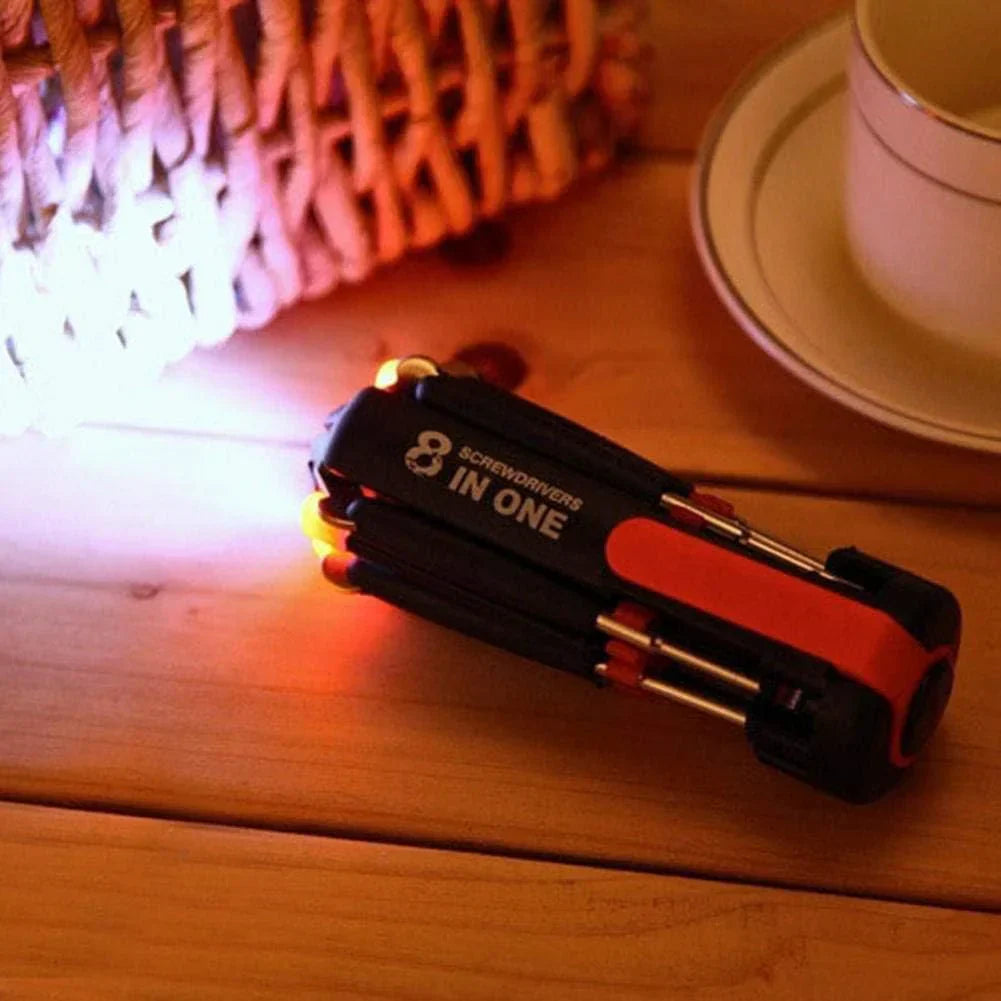 8 in 1 Professional Mini Screwdriver With Poweful Torch