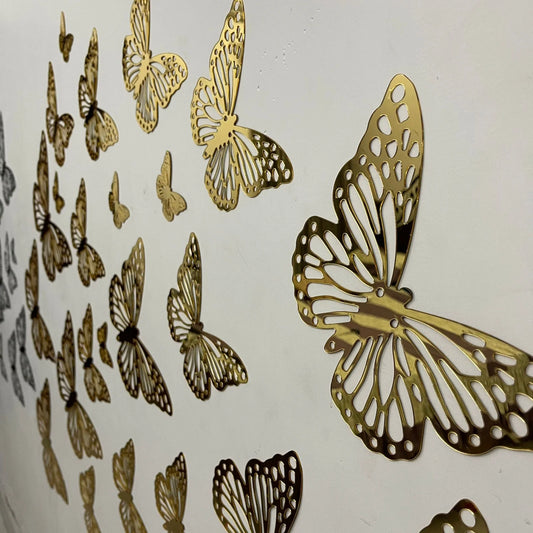6 Pcs Golden Flare Butterfly Mirrors Set