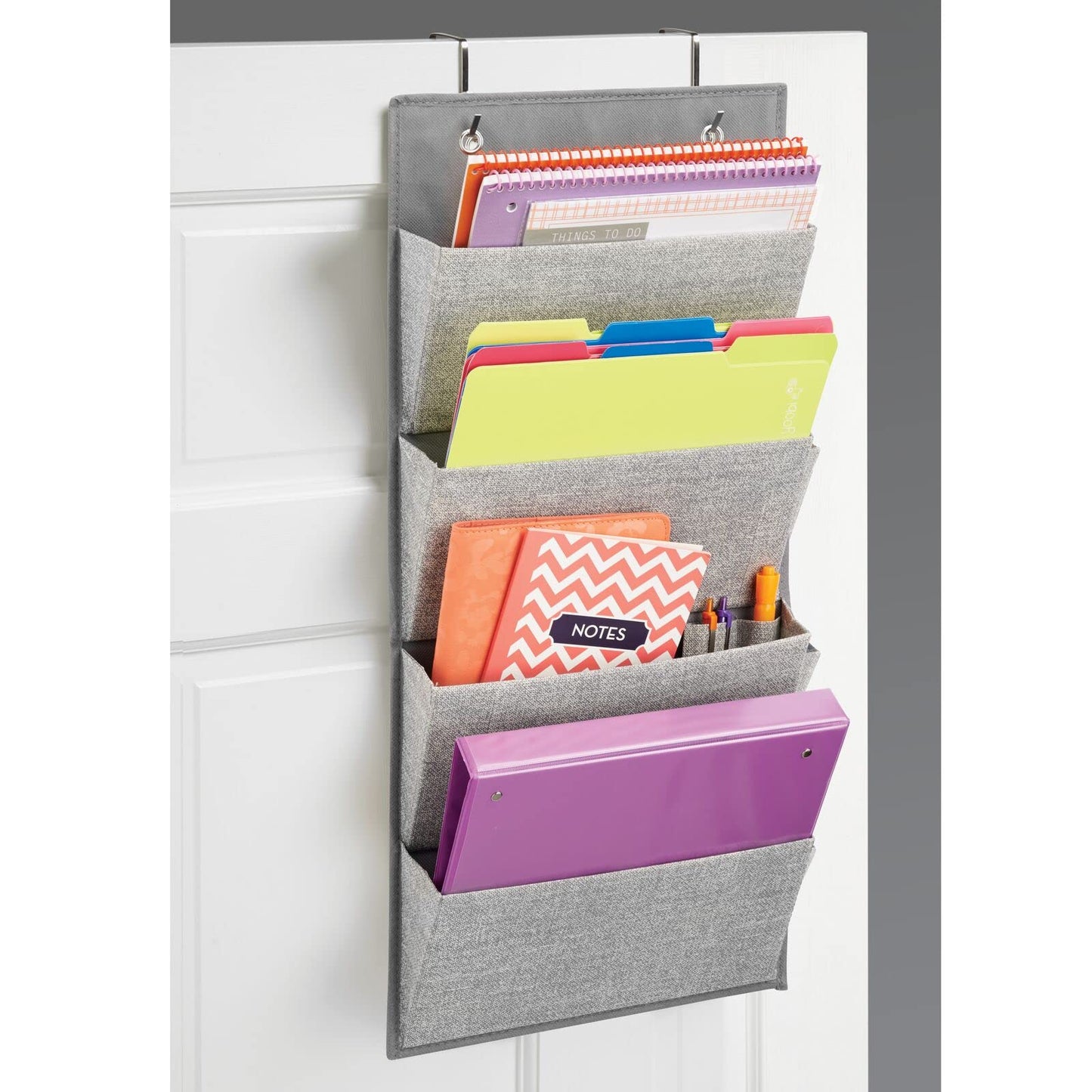 4 Layer Soft Fabric Over Door Hanging Wall Mount Book Shelf