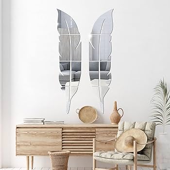 Acrylic Angel Wings Mirror Wall Decal (37x7 Inch)