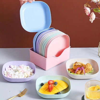 10 Pcs Plastic Plates With Stand