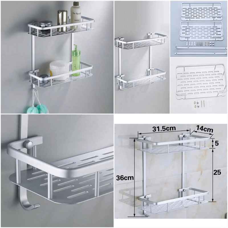 Aluminium Shower Shelf ??2-Tier Bathroom Storage Rack