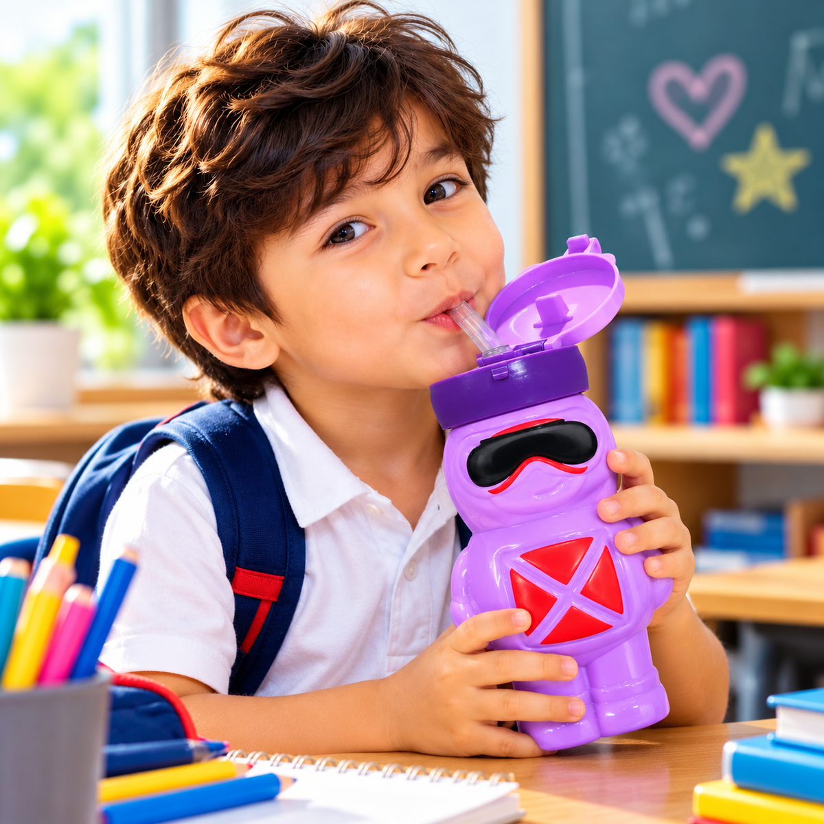 Astronaut Cartoon Water Bottle – 750ml Kids School Bottle