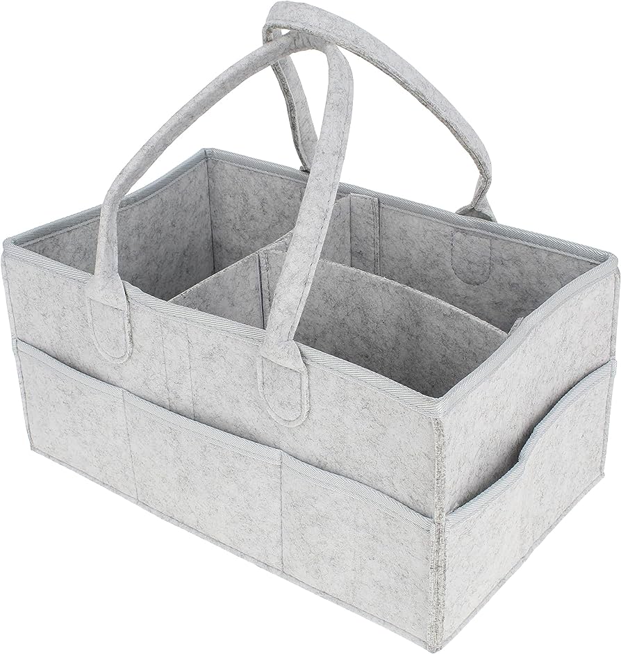 Baby Diaper Caddy Organizer, Foldable Felt Storage Bag with Multi Pockets