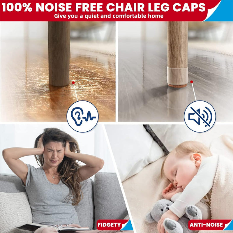 Chair Leg Socks with Felt Pads – Furniture Floor Protection Set