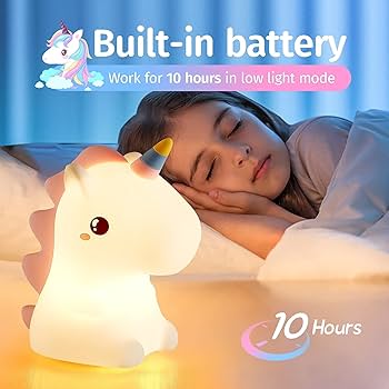 Cozy Glow Silicone Unicorn Bedside Light Night Lamp, Home and Living 