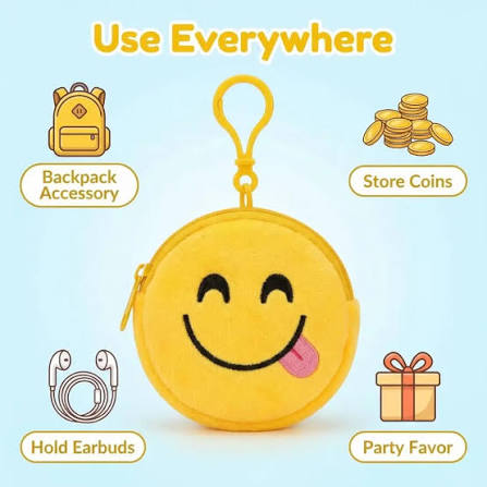 Cute Emoji Keychain Pouch – Mini Zipper Coin & Accessory Bag