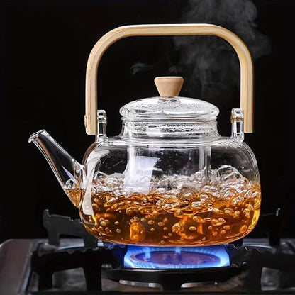 Elegant Glass Teapot with Infuser – 1 Liter Tea Brewing Kettle