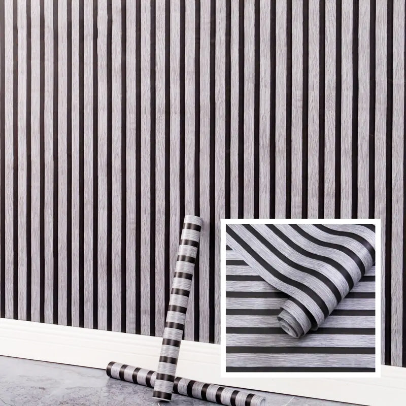 Removable Grey Wood Texture Wall Sheet (200x60cm)