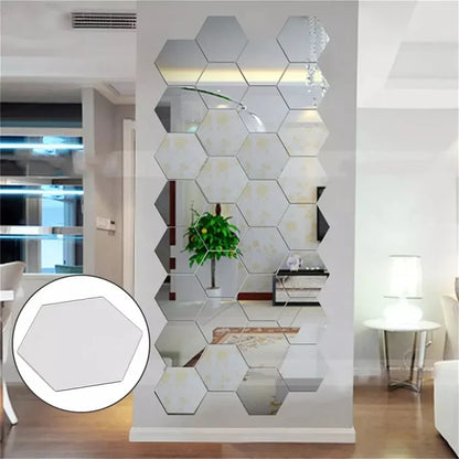 12 Pcs Mirror Hex Shine Sliver (4x4)