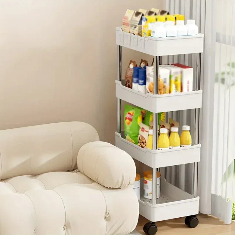 Household 4-Tier Rolling Cart For Easy Organization