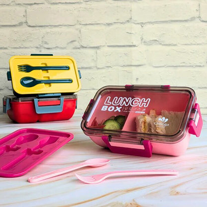 Leakproof Double Layer Meal Box With Spoon & Fork