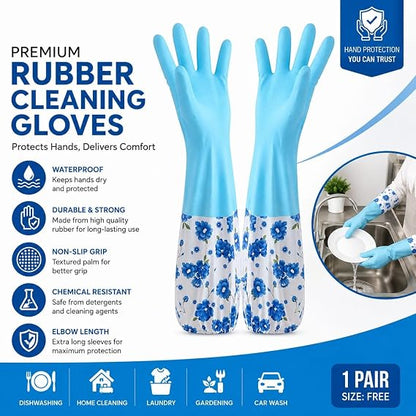 Long Sleeve Rubber Gloves – Kitchen, Bathroom & Cleaning Protection