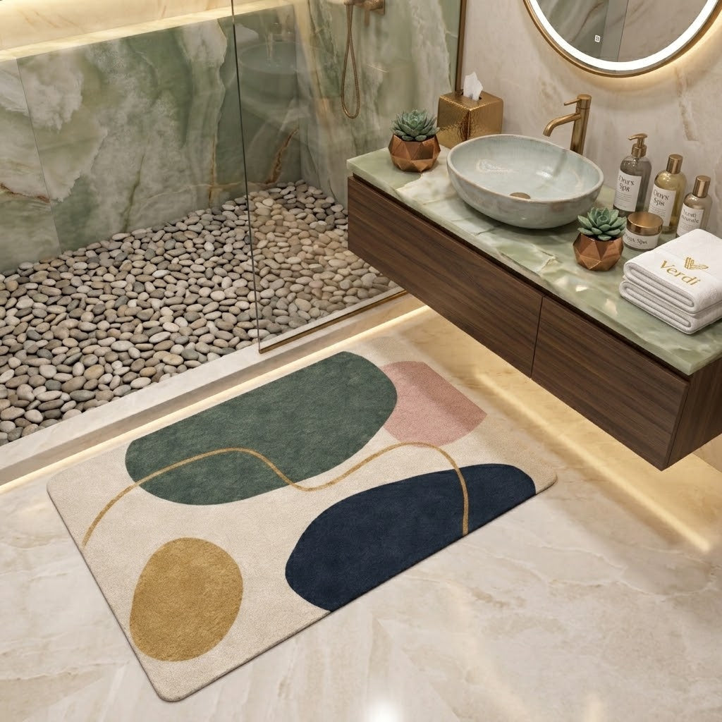 Luxury Abstract Bathroom Mat – Soft Comfortable Non-Slip Floor Rug